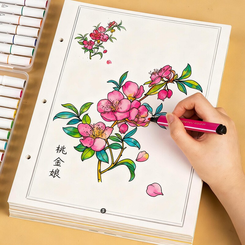 本草纲目绘画白描线稿中草药材儿童涂色素材画画临摹本水彩画本图片