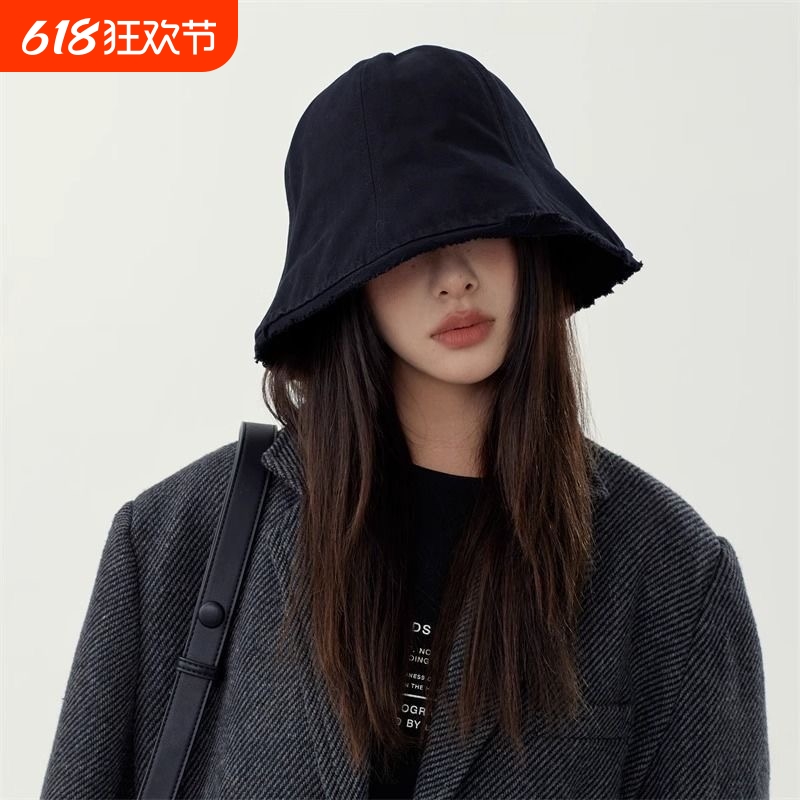 【明星同款】新款帽子渔夫帽2025女款夏季秋冬季百搭黑色水桶帽