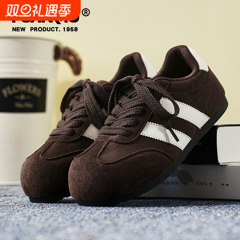 环球黑色大头泡芙鞋女2025新款秋季休闲板鞋丑萌鞋子女运动德训鞋