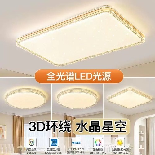 新款爆款卧室灯LED客厅吸顶灯主卧房间灯具现代简约水晶遥控家用