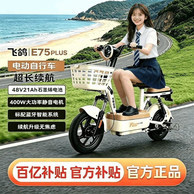 飞鸽电动车飞鸽E75Plus电动自行车新国标铅酸电池48V21A