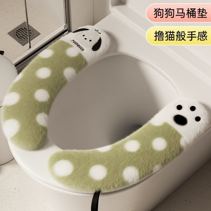 卡通毛绒狗狗马桶垫加厚