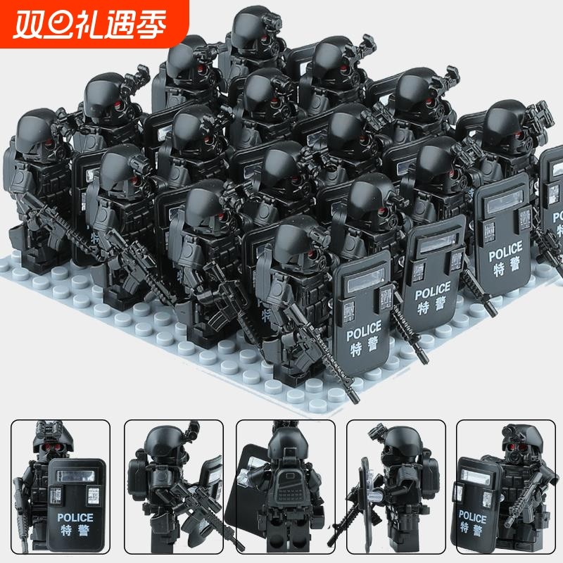 新款军事积木特种兵人仔士兵城市乐特警小人偶男孩拼装高玩具