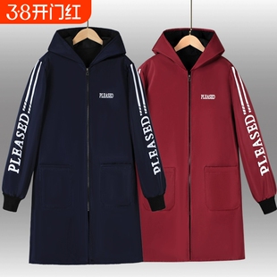 秋冬新款加绒防水工作服罩衣耐磨耐脏连帽劳保大褂围裙男士上班女