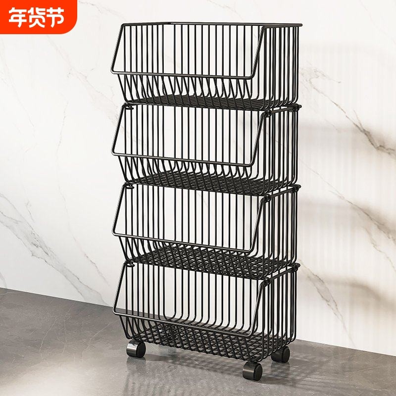 厨房菜篮子置物架多层收纳架零食多功能落地碗碟蔬菜架子移动带轮,厨房/烹饪用具,厨房置物架/置物柜/角架,淘宝优惠券,粉丝福利购,淘宝优惠卷