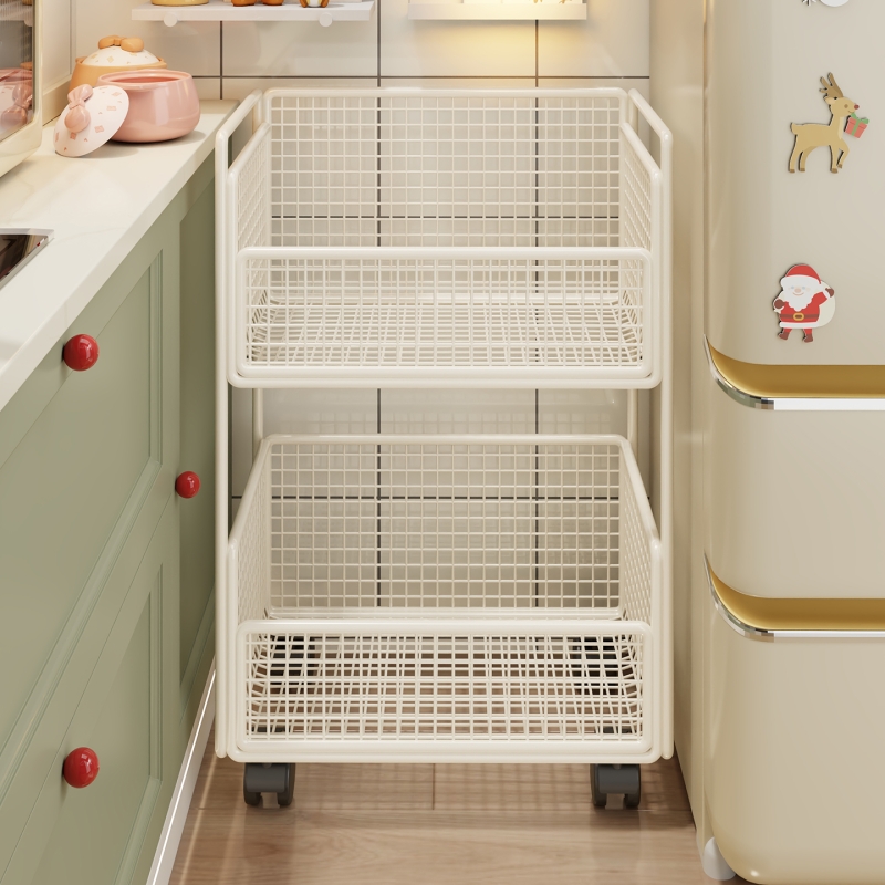 厨房夹缝置物架收纳架带轮蔬菜篮
