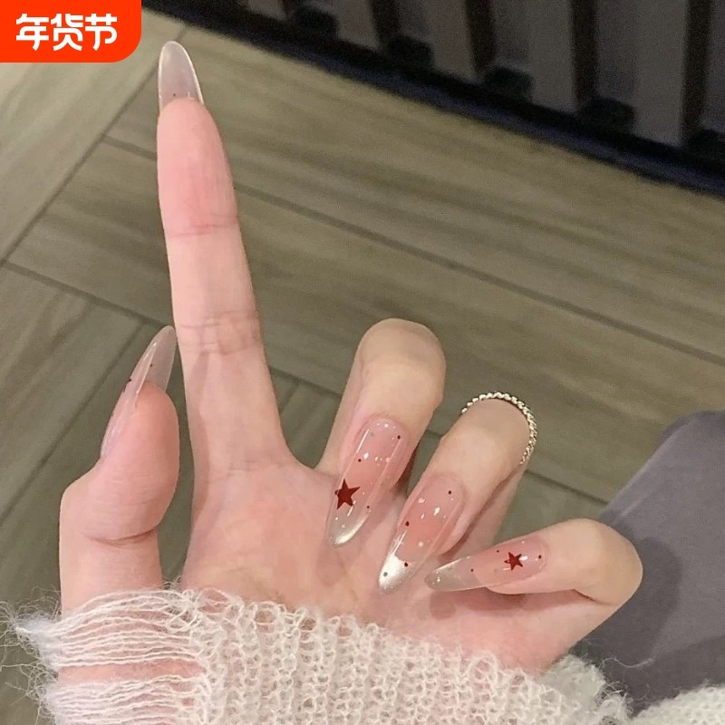 春节过年手工穿戴甲新年猫眼少女纯欲风甲片蝴蝶美甲贴片红色杏仁,彩妆/香水/美妆工具,穿戴甲/甲片,淘宝优惠券,粉丝福利购,淘宝优惠卷