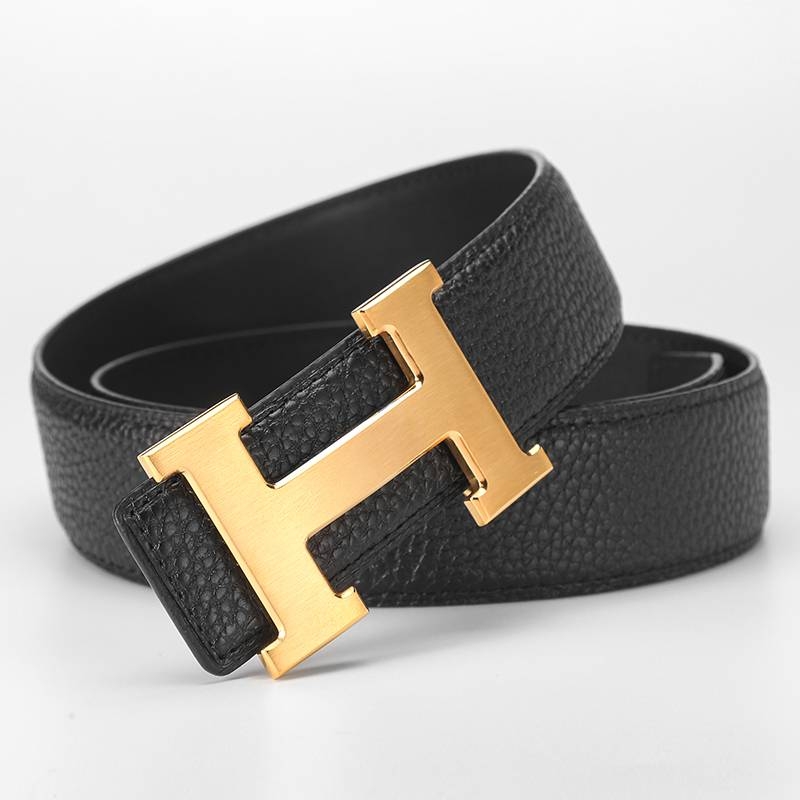 爱马男仕皮爵狼皮带男士真皮网红字母时尚百搭裤腰带商务头层牛皮