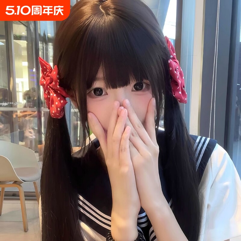 日系少女红色波点蝴蝶结发夹可爱jk制服大号对夹元气高级感发饰