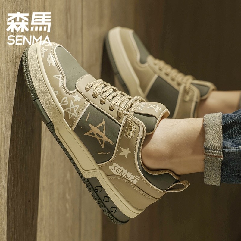 森马2025新款爆款春季皮面板鞋潮鞋鞋业
