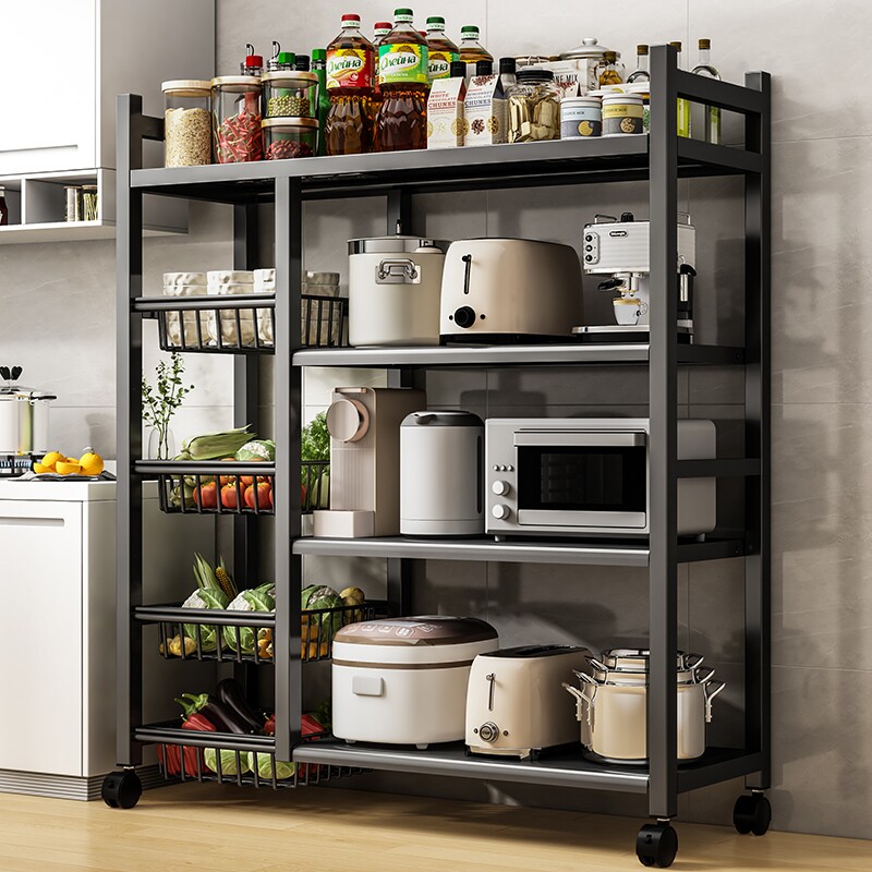厨房置物架多功能落地多层蔬菜收纳架家用微波炉杂物架储物架锅具