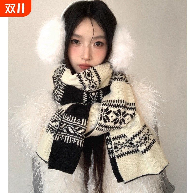 费尔岛围巾女冬季韩系氛围感披肩