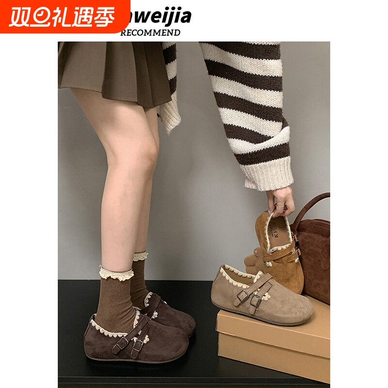 南在南方棕色厚底全包勃肯鞋女2025新款秋季配裙子百搭单鞋子手工