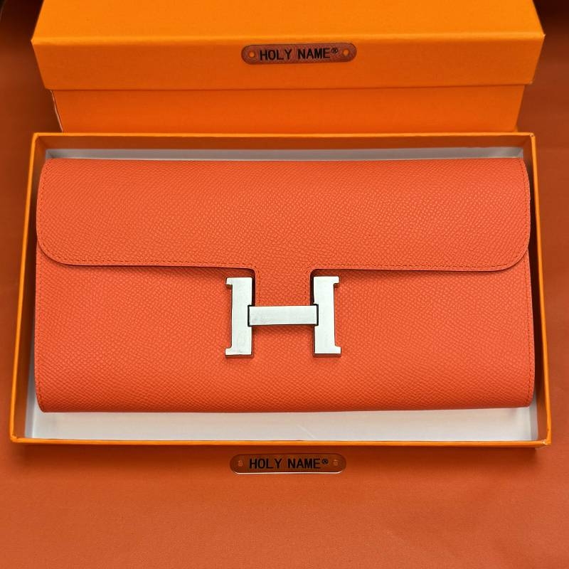 爱马女仕H扣钱包康康包女手工长款真皮牛皮钱夹H家大牌康斯坦空姐