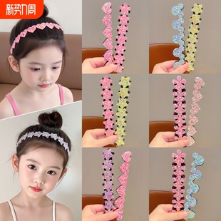 儿童爱心前额刘海贴碎发整理神器女童宝宝不伤发魔术贴发带亮片