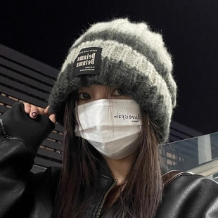 大头围毛线帽女秋冬季保暖显脸小帽子冷帽2025新款护耳针织帽登山