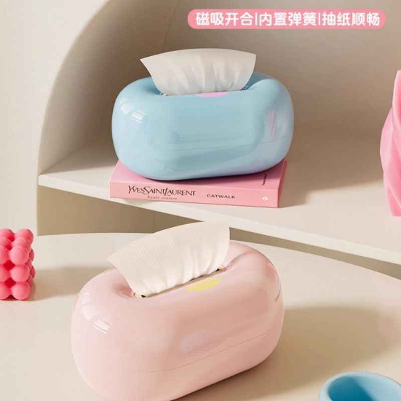 洞石纸巾盒客厅餐桌面抽纸盒高颜值家用茶几卧室多巴胺纸巾收纳盒