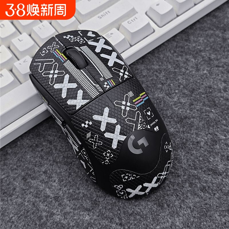 适用罗技GPW二代三代鼠标防滑贴金刚版2代狗屁王3一代1代全包贴纸