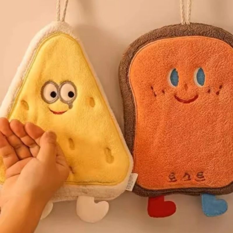 可爱擦手巾挂式吸水加厚卫生间卡通擦手帕毛巾洗手小方巾厨房抹布