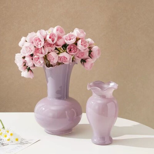 中古芬顿花瓶摆件客厅插高级玻璃卧室插花黑色紫色绿色桌面花卉