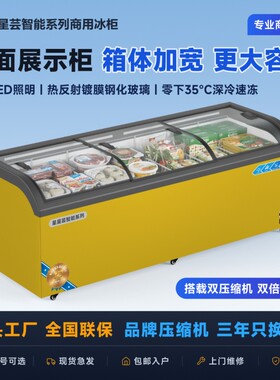 冰柜商用弧面展示柜冷藏冷冻大容量卧式冰箱雪糕熟食保鲜超市岛柜