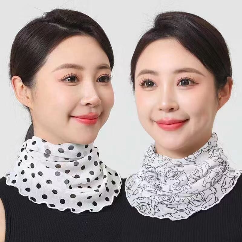 围脖丝巾女网眼网纱夏季遮阳纱巾套头护颈百搭时尚脖套薄面纱防护图片