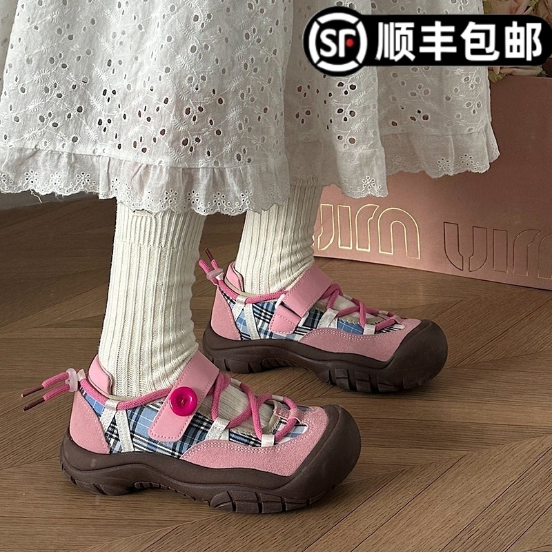 丑萌鞋女2024春季新款厚底大头玛丽珍运动凉鞋休闲单鞋