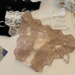 女 女透明甜美纯欲低腰内裤 法式 日系性感高开叉蕾丝内裤