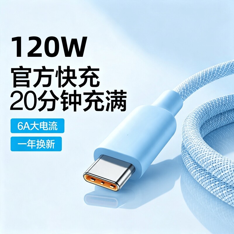 120W超级快充typec充电线6A闪充66W手机编织数据线tpyec适用华为mate40/50/60荣耀magic防折断vivo2米接口图片