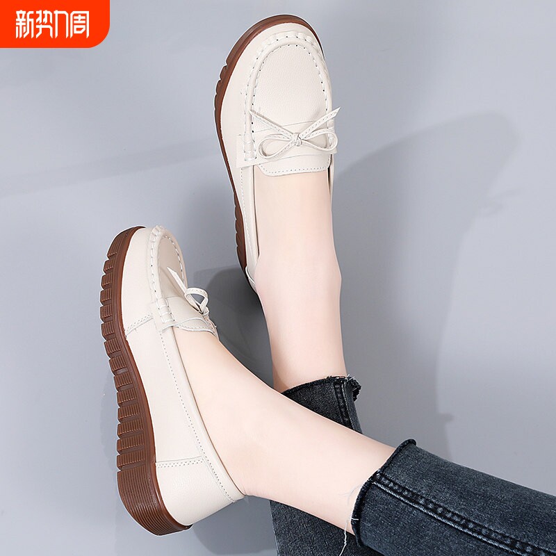 他她女孩他她女孩真皮妈妈鞋春季超软底轻便皮鞋中老年女鞋一脚蹬
