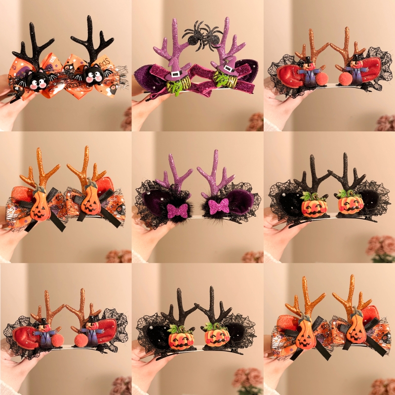 万圣节创意南瓜鹿角发夹对夹