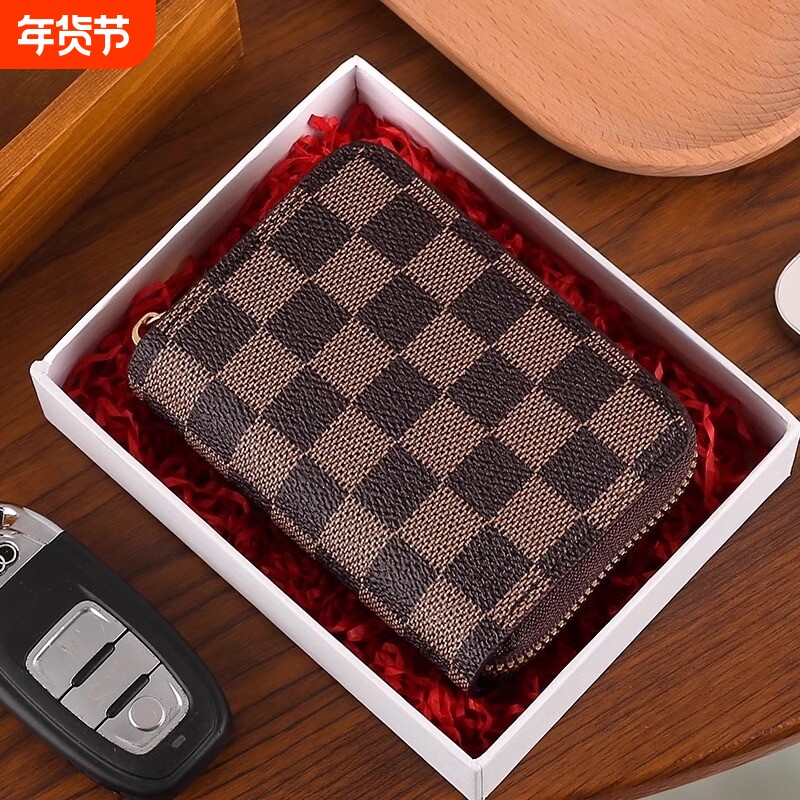 真软皮防消磁卡包女士多卡位大容量高档拉链证件驾驶证银行卡片包