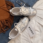 银色内增高德训鞋女鞋子2025新款秋夏季运动板鞋阿甘鞋子白色平底