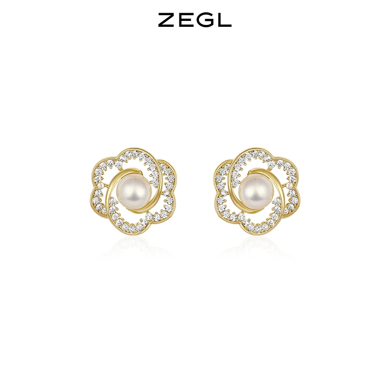 山茶花耳环法式温柔耳饰