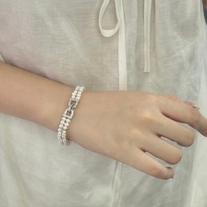 爆款手链双D扣双排淡水珍珠手串强光微瑕高品质百搭轻奢高级手链