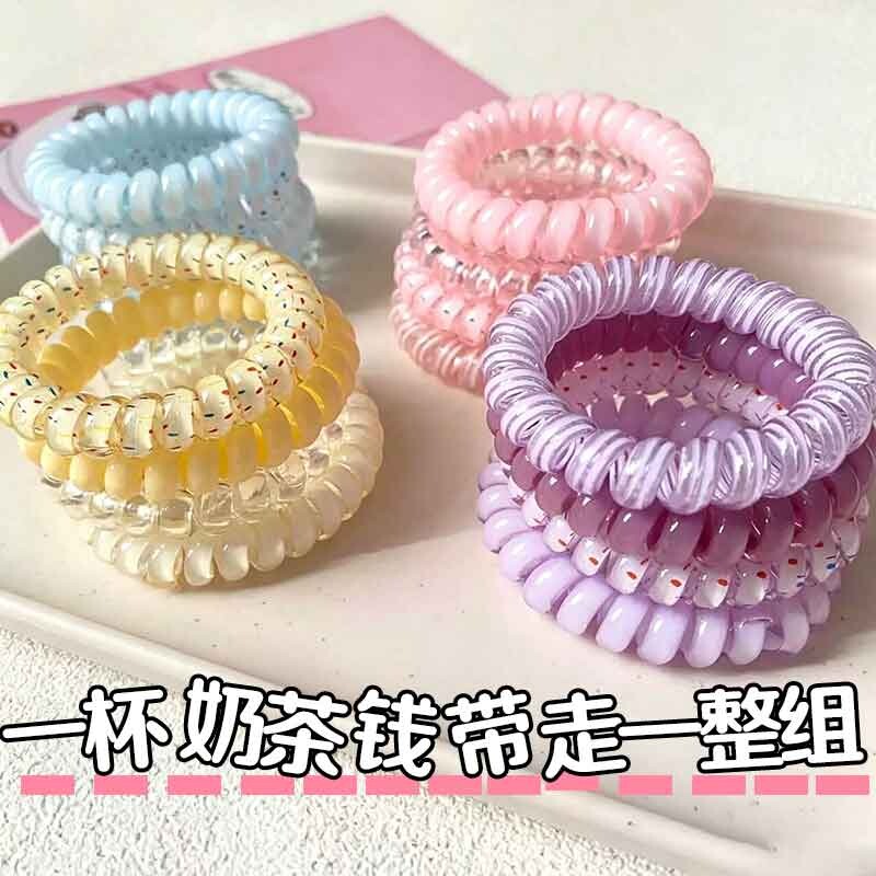 甜妹电话线发圈扎头不勒头绳皮筋图片