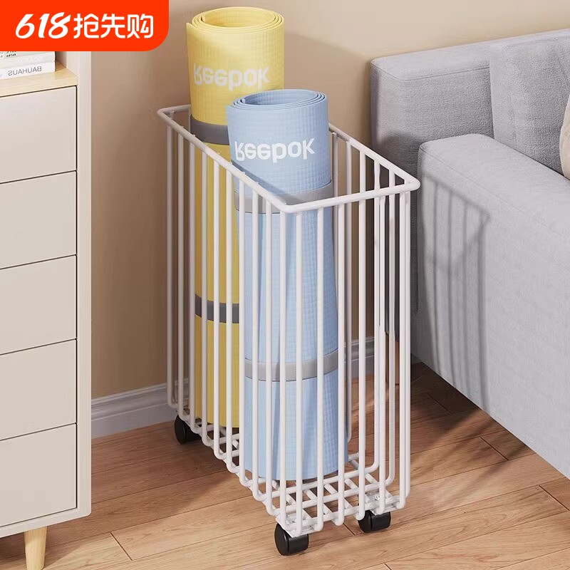 瑜伽垫收纳筐运动器械健身器材收纳家用玩具可移动置物架利用铁艺