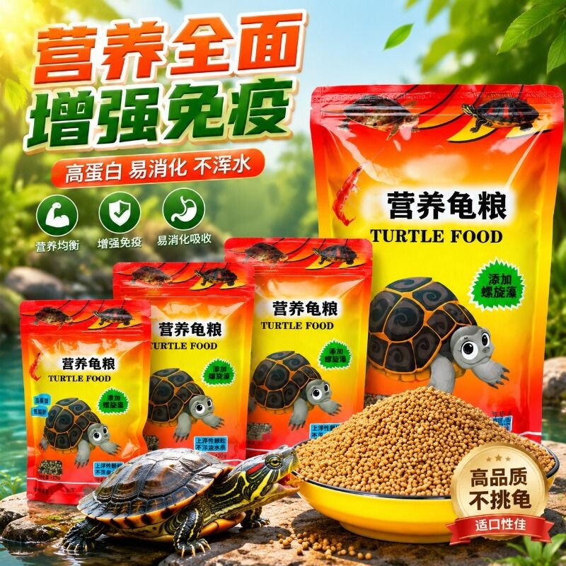 龟粮鱼克斯小乌龟幼龟开口龟饲料巴西龟草龟开口粮宠物苗用大颗粒