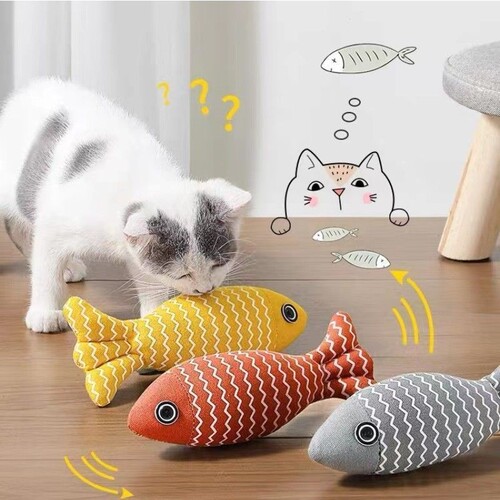 猫玩具自嗨解闷猫薄荷仿真鱼幼猫猫咪逗猫棒小猫磨牙宠物猫猫用品