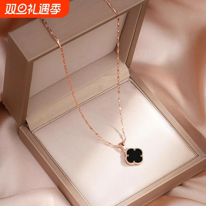 四叶草999纯银项链足银2025新款爆款轻奢小众颈链生日礼物送女