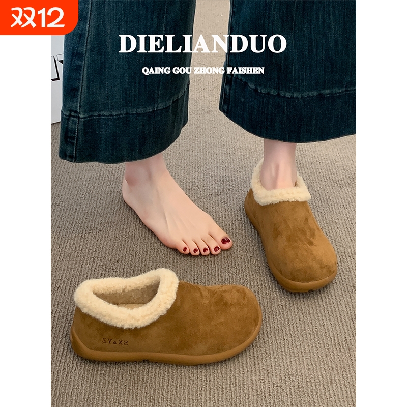 小土豆勃肯鞋女款2025新款冬季加绒加厚保暖一脚蹬雪地棉鞋子女鞋