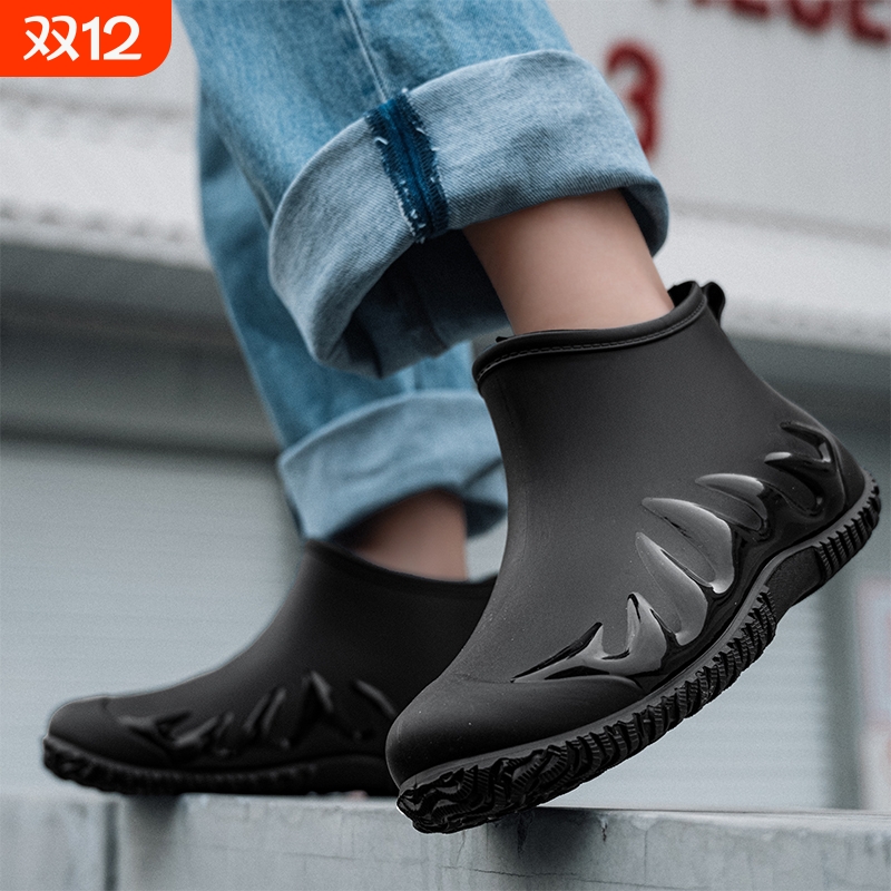 男款低筒防滑耐磨保暖舒适雨靴