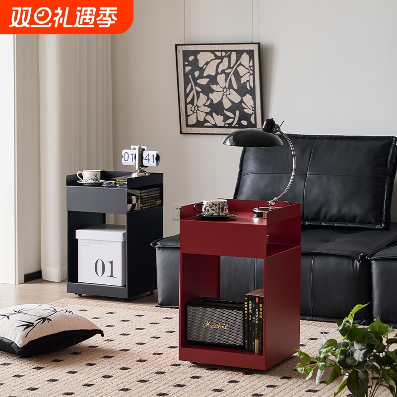 北欧沙发边几卧室中古床头柜网红可移动推车收纳边柜轻奢金属家居