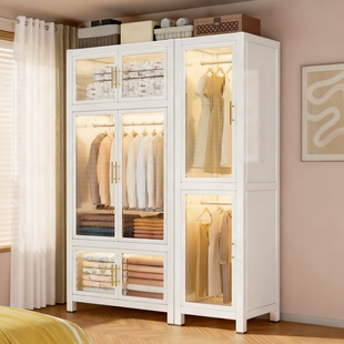 简易衣柜卧室家用出租房用组装 衣橱小户型收纳柜子 金属全钢架新款