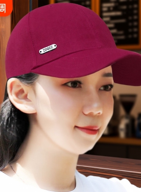 棒球帽帽子女新款四季防晒帽时尚百搭防护帽春秋鸭舌帽红色户外