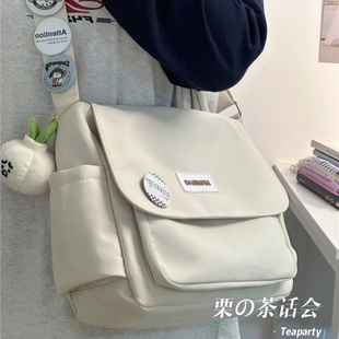 日系ins簡約百搭郵差包休閑斜挎包包女學(xué)生上課通勤包單肩質(zhì)感
