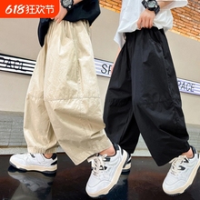 男童工装九分裤2025夏季薄款儿童防蚊休闲直筒裤子男孩老爹裤潮酷