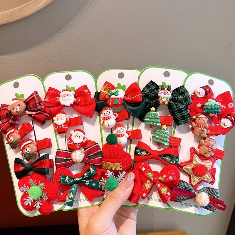 2025新款儿童圣诞发夹圣诞节头饰可爱刘海侧边夹氛围感小女孩发饰