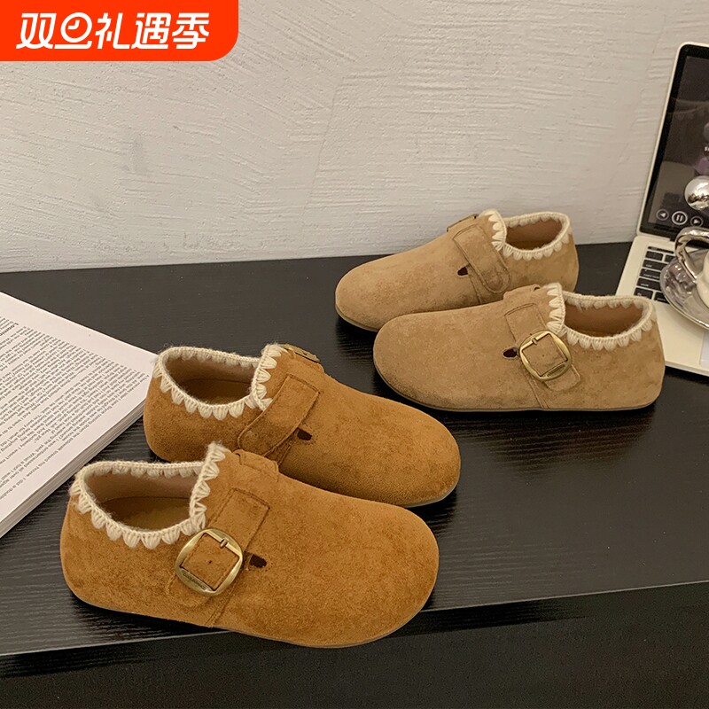 厚底内增高全包勃肯鞋女2025秋季新款休闲乐福鞋博肯单鞋豆豆鞋