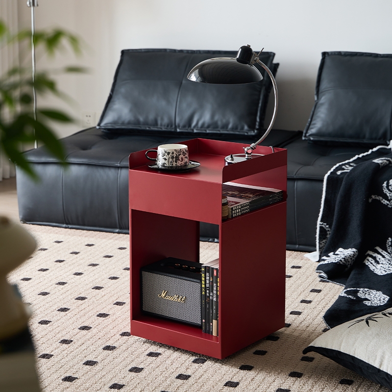 移动边几客厅家用网红茶几卧室中古床头柜可移动推车沙发边柜